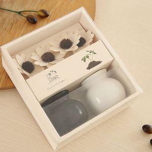Difusor de Aromas en Botella de Cerámica Blanca y Negra con Flor Artificial y Bola de Ratán - Product Image 6