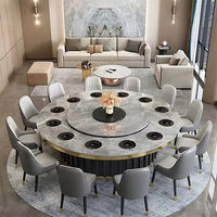 Kommerzieller Luxus-Esstisch mit Runder Platte, Modernes Design mit Steinplatte & Automatischer Drehscheibe für Restaurants, Hotels und Private Esszimmer