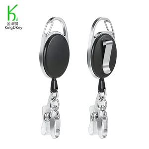 Custom Carabiner Retractable Belt Clip Extendable Keychains Ring Retractable Badges Reel Clip with Steel Wire Rope key Holder