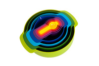 Ensemble de 9 bols à mélanger empilables avec passoire, tamis, tasse à mesurer, ensemble de cuisine multicolores empilables