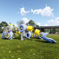 Aire de jeux extérieure ALITA pour enfants, équipement de parc d'attractions, toboggan en plastique avec tuyaux galvanisés, capacité élevée >500 kg, intérieur