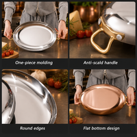Plats de service en acier inoxydable 304 pour paella, avec double anse, pour steak, fruits de mer, salade