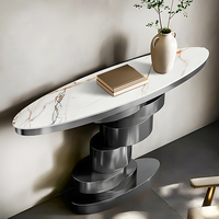 Meuble de rangement de luxe en acier inoxydable italien, console nordique en pierre frittée, table d'entrée personnalisée, table de hall moderne, décoration intérieure moderne