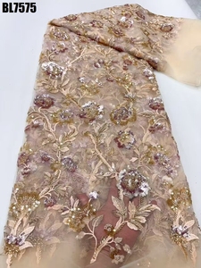 2025 bán buôn ren ren vải mới buổi tối trở lại tinh thể kim cương định vị hoa Mẫu Sequins với CAPE trang phục chính thức - Product Image 5