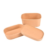 Boîte alimentaire jetable en papier kraft, boîte alimentaire rectangulaire marron à emporter, récipient jetable avec couvercle