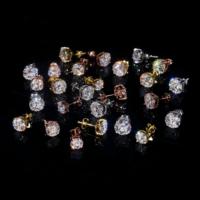 Boucles d'oreilles clous en argent sterling 925 avec moissanite couleur D VVS, coupe ronde classique à 4 griffes, élégantes pour femme, idéales pour le bureau