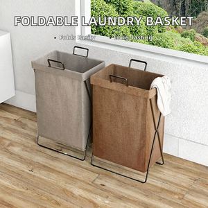 Modern Home <b>Foldable</b> Collapsible Dirty Clothes Storage Organizer Steel Frame <b>Laundry</b> Hamper Waterproof Liner - Product Image 2