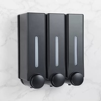 Distributeur de savon triple mural avec serrure à clé, antivol, anti-fuite, distributeur de savon liquide manuel pour hôtel, salle de bain, école