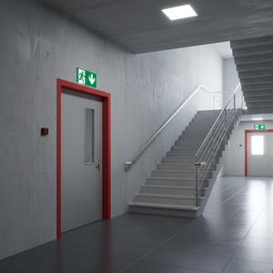 Uscita di emergenza verso il basso segno freccia destra-200 in PVC luminescente * 400 mm - Product Image 3