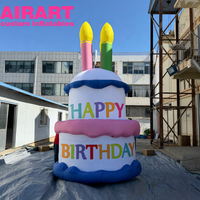 Gâteau gonflable décoratif double couche, article de décoration pour fête d'anniversaire, gâteau d'anniversaire gonflable