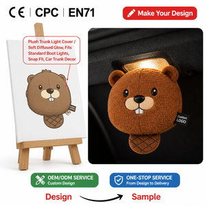 Fabricant de jouets en peluche personnalisés, couvre-tronc de voiture en peluche personnalisé en forme de castor, lumière douce diffuse à clipser, lampe de coffre, décoration de coffre de voiture - Product Image 1
