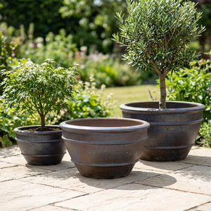 Hermosas Macetas y Jardineras de Cerámica de Arcilla Negra Gigantes de Diseño Retro para Decoración del Jardín y el Hogar - Product Image 3