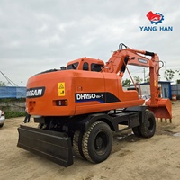 Excavatrice hydraulique d'occasion Doosan DX150W-7, 12,9 tonnes, pour travaux de construction