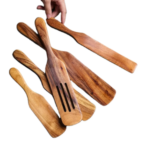 Phong Cách Châu Âu Gỗ Tếch Đồ Dùng Nhà Bếp Thiết Lập Dài Xử Lý Nồi Thìa Và Nước Sốt Thìa Năm Mảnh Đồ Dùng - Product Image 1