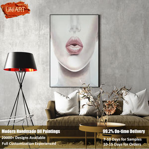 UNIART <span class=keywords><strong>Contemporain</strong></span> Femmes Lèvres Réalisme Figure Peinture À L'huile Moderne Peint À La Main Acrylique Figure <span class=keywords><strong>Portrait</strong></span> Toile Huile Oeuvre - Product Image 2