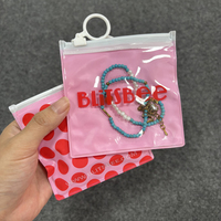 Emballage personnalisé en plastique rose avec fermeture éclair pour petits articles, sac en PVC transparent avec fermeture éclair pour bijoux, logo personnalisé