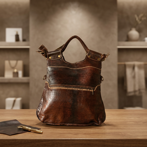 Genuine Leather Women's Classic Tote <b>Bag</b> Soft Handle Zipper Closure Durable Multi-Function Style - Product Image 4