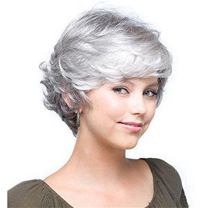 Peluca de Cabello Completo con Mecanismo, Estilo Celebridad, Rizos Cortos Voluminosos <span class=keywords><strong>Gris</strong></span> <span class=keywords><strong>Ceniza</strong></span> para Mujeres de Mediana Edad y Mayores, para Comercio Exterior - Product Image 3