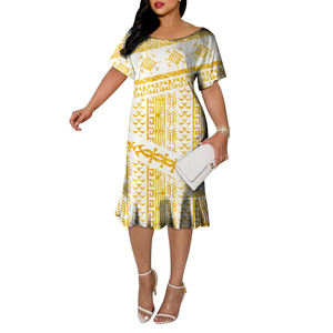 1 MOQ Drop Shipping <span class=keywords><strong>Marquesan</strong></span> tatuaje diseño personalizado elegante grande redondo cuello cola de pez vestido de fiesta - Product Image 4