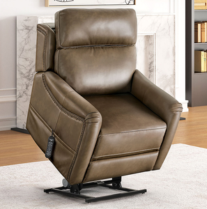 Poltrona Reclinabile Stile Transizionale con Seduta in <span class=keywords><strong>Pelle</strong></span>, Porta USB, Controller Cablato, Doppio Meccanismo di Sollevamento, Ergonomica e Morbida, Finitura Marrone - Product Image 3