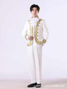 Costume de Mariage Performance pour Hommes : Ensemble Complet avec <span class=keywords><strong>Jabot</strong></span>, Nœud Papillon en Dentelle, Haut, Veste et Pantalon pour le Marié - Product Image 3