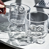 Tasse à café/dessert à pied haut, design style Ins, luxe léger haut de gamme, avec poignée, à simple paroi, pour boissons et jus