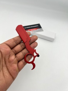 Navaja de Barbero de Acero Inoxidable de Primera Calidad con Cuchilla Intercambiable, Navaja de Dedo con Anillo, Color Rojo, con Nombre de Marca Personalizado - Product Image 5