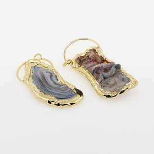 Agate blanche brute Druzy <span class=keywords><strong>Geode</strong></span> pendentif 18K plaqué or cristal guérison bijoux bricolage accessoire <span class=keywords><strong>trouver</strong></span> - Product Image 6