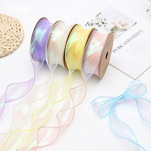 ริบบิ้นผ้าโปร่งสีสันสดใสแบบหางปลา ขนาด 4 ซม. x 10 หลา สำหรับทำโบว์ ดอกไม้ ช่อดอกไม้ ของขวัญ งานฝีมือ DIY และบรรจุภัณฑ์ ขายส่ง - Product Image 2