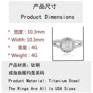 Yunnique – bague en acier inoxydable pour femmes, avec pierres précieuses blanches, sertie pavé, bijoux de fiançailles à la mode, 210119 - Product Image 2