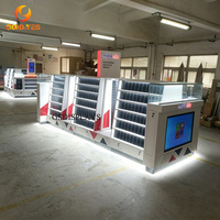 Kiosque mobile personnalisé avec vitrine en verre et tiroirs de rangement pour magasin de vente au détail d'électronique