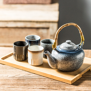 日本セラミック磁器800mlティーポットとケトル籐ハンドル付きコーヒー & ティーカップセット - Product Image 2