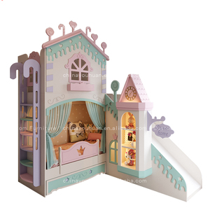 Personalizzazione completa della camera da letto per ragazze, grazioso letto a castello con scivolo, letto a castello multifunzionale personalizzato. - Product Image 5