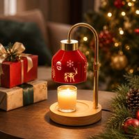Lampe chauffe-bougie de Noël 2026 avec minuterie, hauteur réglable, base en bois électrique, pour cadeau de Noël et décoration intérieure