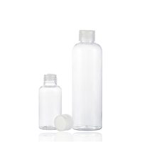 Botella de plástico transparente con tapa abatible para cosméticos, botella redonda de 50 ml, 75 ml, 100 ml, 250 ml