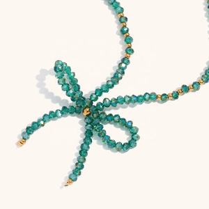 שרשרת דינגראן יוקרה מגוון ירוק שרף חרוזים קשת שרשרת סט חרוזים בציפוי זהב נירוסטה תכשיטים בעבודת יד - Product Image 4