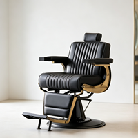 Chaise de barbier de luxe moderne et robuste, inclinable hydrauliquement, noire, pour salon de coiffure, chaise de barbier professionnelle