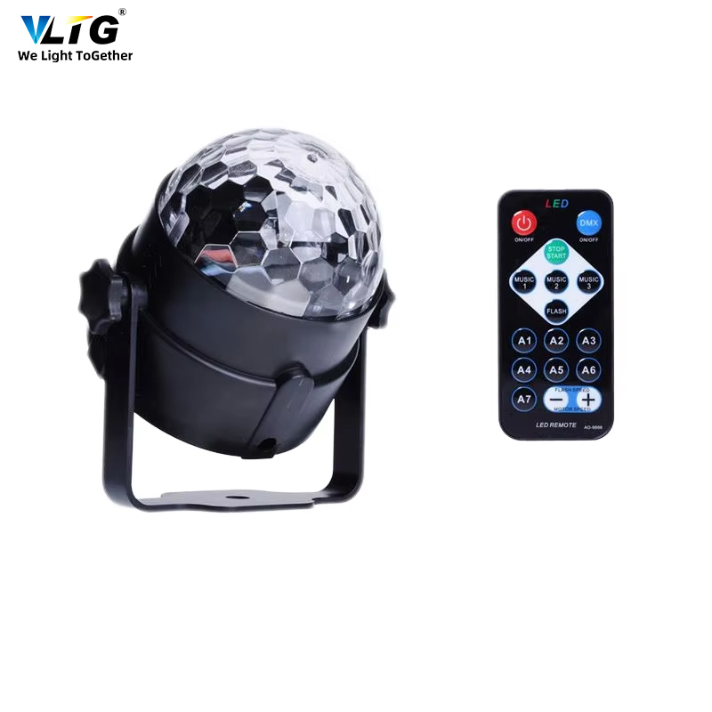 Remote Control Magical Disco DJ Stage Lights 9 Color Party LED Lights with Music Rotating Crystal Ball