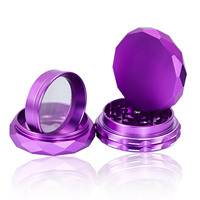 Grinder à herbes et tabac en aluminium personnalisé pour la vente en gros, accessoires de fumage de poche avec pot de rangement, plateau et compartiment pour cartes, en métal, anti-adhésif