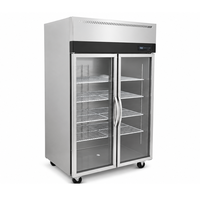 Réfrigérateur de présentation pour supermarché en acier inoxydable 880L/1350L, réfrigérateur commercial à porte vitrée, refroidissement direct 2-10°C