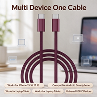 Câble USB-C vers USB-C Premium 65W, Charge Rapide 480 Mbps, Coque Métallique Tressée pour iPhone 15 16 17 18, Ordinateur Portable Android, Cordon de Données