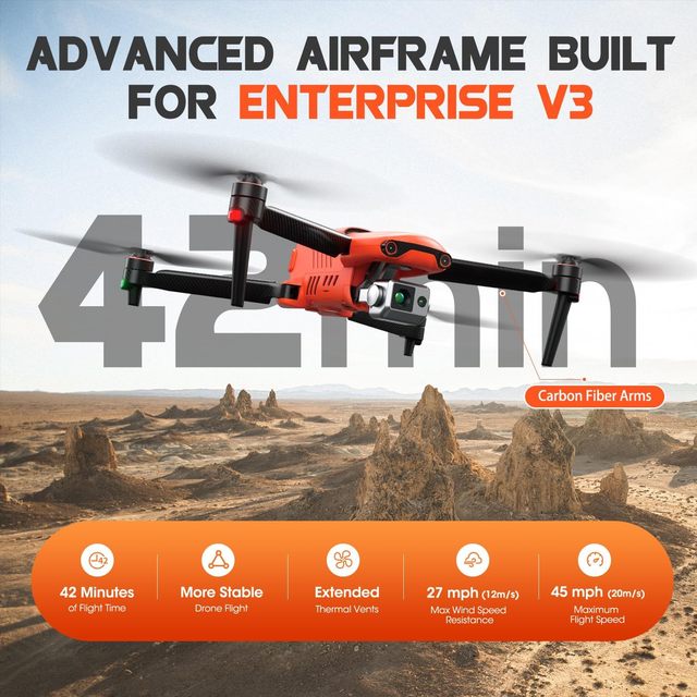 Autel EVO II Dual 640T V3 Thermal Drone Dual Camera 10km Transmission Foldable Design for Firefighting Power Inspection Public