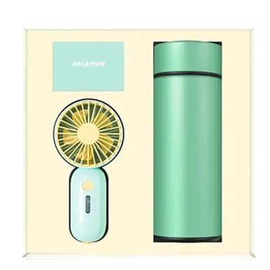 Heißer Verkauf Mini Fan Vakuum flasche individuelles Logo Corporate Business Werbe geschenke Promotion Geschenkset