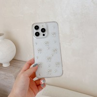 Nouvelle coque élégante transparente avec nœud 3D en résine pour iPhone 16 15 14 13 12 11 Pro Max, étui de téléphone scintillant avec diamants pour iPhone 16 Plus