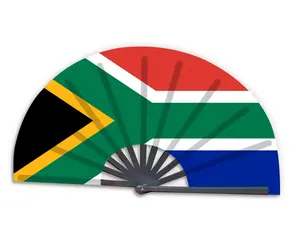 Quạt Cầm Tay Bằng Lụa Polyester Lớn 33CM Thiết Kế Cờ Quốc Gia Nam Phi Mới 2022