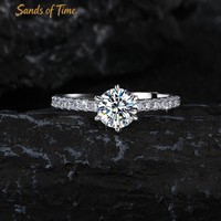 Bague de Fiançailles Classique de Luxe à Six Griffes en Moissanite, en Argent Sterling S925, avec Bande Micro-Pavée, Bijou de Promesse de Mariage pour Femme