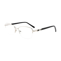 Montures optiques en métal semi-cerclées de luxe avec logo personnalisé, montures de lunettes en acétate tendance pour femmes, ensemble de lunettes de vue