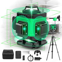 Niveau laser vert multifonctionnel 4D 16 lignes, qualité industrielle et DIY, 360 degrés, prêt pour la livraison directe depuis l'entrepôt local aux États-Unis