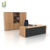 Bureau de direction IULTRA populaire avec retour à gauche, finition grain de bois simple, 63 pouces, taille personnalisable, avec tiroirs, pour entreprise