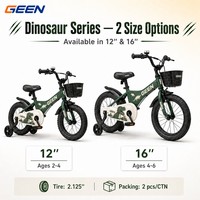 GEEN OEM Vélo pour enfants personnalisable de 12 à 16 pouces avec roues d'apprentissage et panier avant